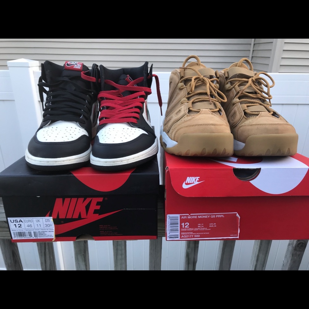 Wheat air uptempos and Air Jordan illustrated 1s